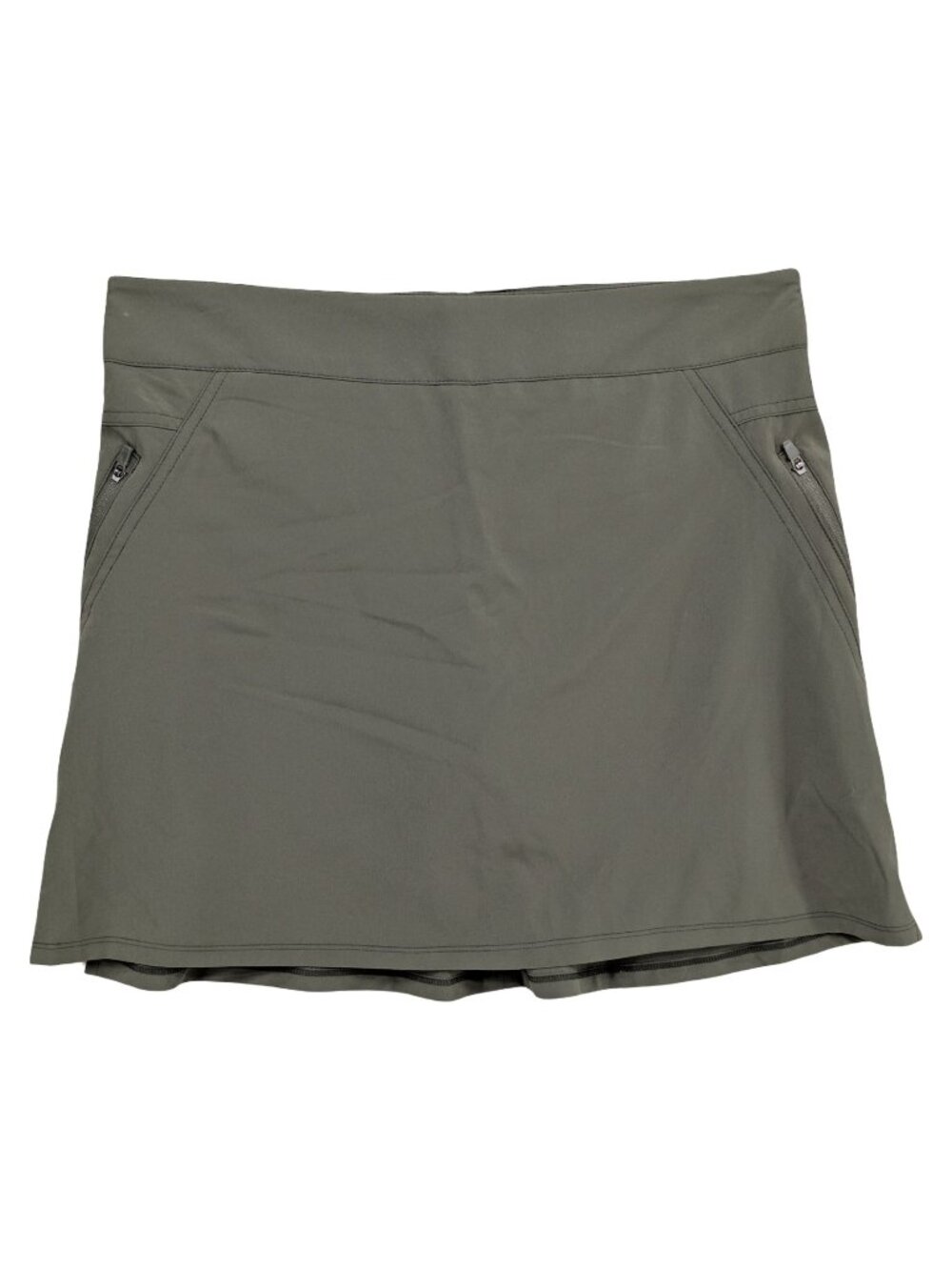 Kyodan Athletic Skort Olive Green Mini Skirt Back Zip Pockets Tennis Golf Size L